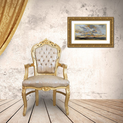 High Desert Sky I Navy Gold Ornate Wood Framed Art Print with Double Matting by Vassileva, Silvia