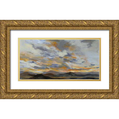 High Desert Sky I Navy Gold Ornate Wood Framed Art Print with Double Matting by Vassileva, Silvia