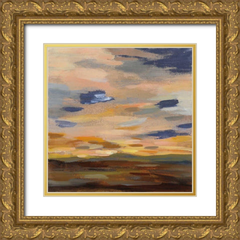 High Desert Sky III Navy Gold Ornate Wood Framed Art Print with Double Matting by Vassileva, Silvia