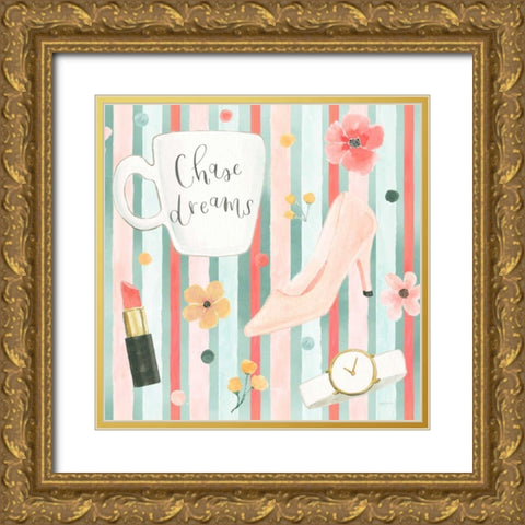 Chase Dreams Pattern VB Gold Ornate Wood Framed Art Print with Double Matting by Jackson, Jenaya