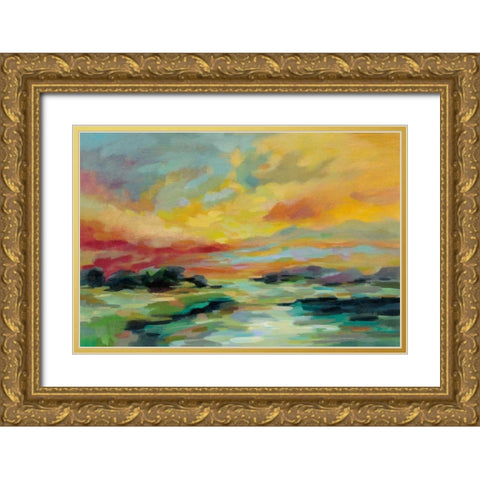 July Sunset Gold Ornate Wood Framed Art Print with Double Matting by Vassileva, Silvia
