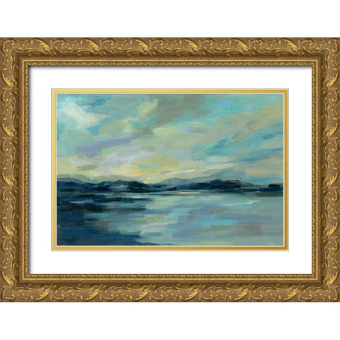Indigo Sea Gold Ornate Wood Framed Art Print with Double Matting by Vassileva, Silvia