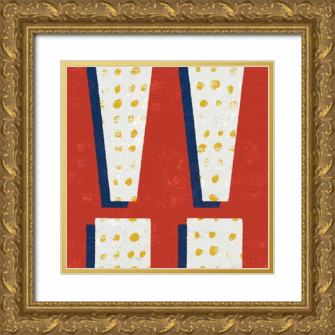 Punctuated Square I Bright Gold Ornate Wood Framed Art Print with Double Matting by Mullan, Michael