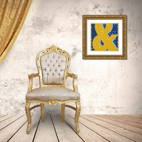 Punctuated Square II Bright Gold Ornate Wood Framed Art Print with Double Matting by Mullan, Michael