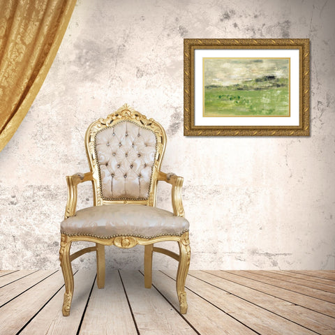 Spring Valley I Green Gold Ornate Wood Framed Art Print with Double Matting by Vassileva, Silvia