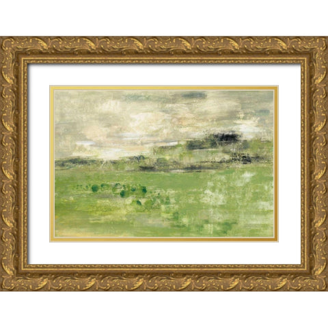 Spring Valley I Green Gold Ornate Wood Framed Art Print with Double Matting by Vassileva, Silvia