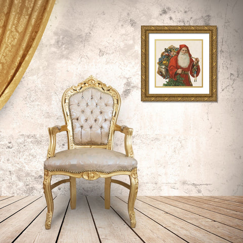 Victorian Santa III Gold Ornate Wood Framed Art Print with Double Matting by Wild Apple Portfolio