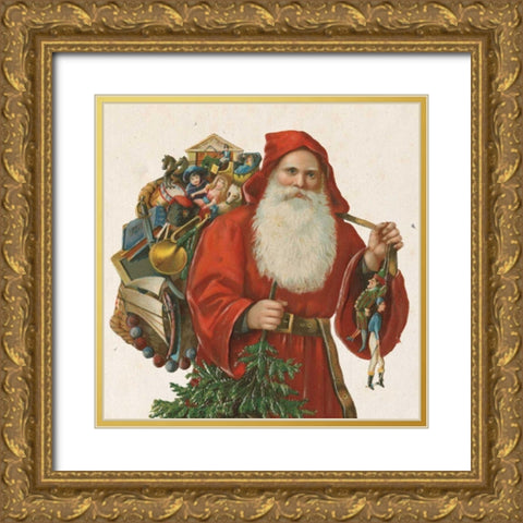 Victorian Santa III Gold Ornate Wood Framed Art Print with Double Matting by Wild Apple Portfolio