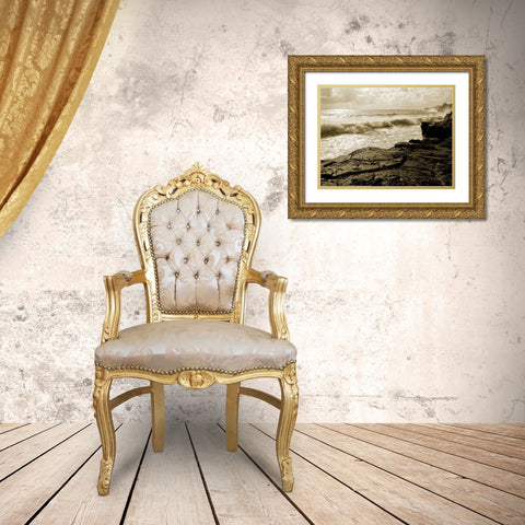 Pahoa Sea Gold Ornate Wood Framed Art Print with Double Matting by Goldstein, Ed