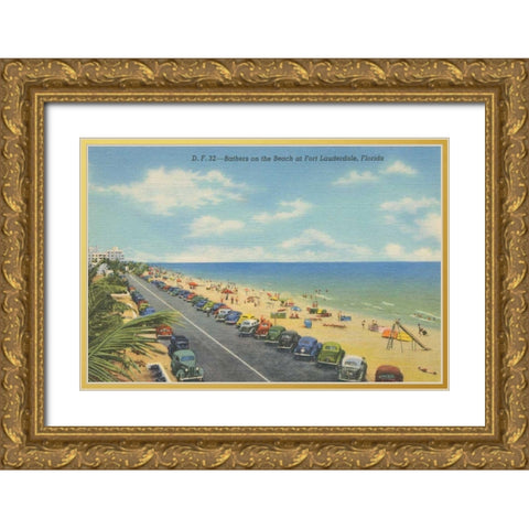 Beach Postcard II Gold Ornate Wood Framed Art Print with Double Matting by Wild Apple Portfolio