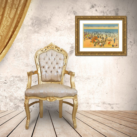 Beach Postcard IV Gold Ornate Wood Framed Art Print with Double Matting by Wild Apple Portfolio