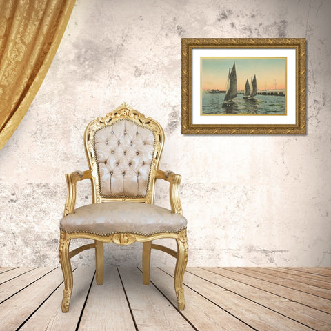 Florida Postcard I Gold Ornate Wood Framed Art Print with Double Matting by Wild Apple Portfolio