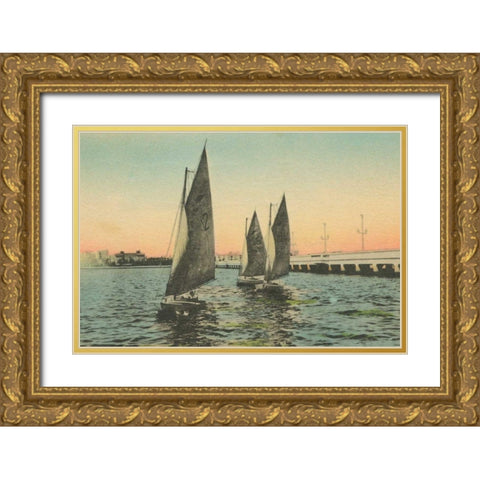 Florida Postcard I Gold Ornate Wood Framed Art Print with Double Matting by Wild Apple Portfolio