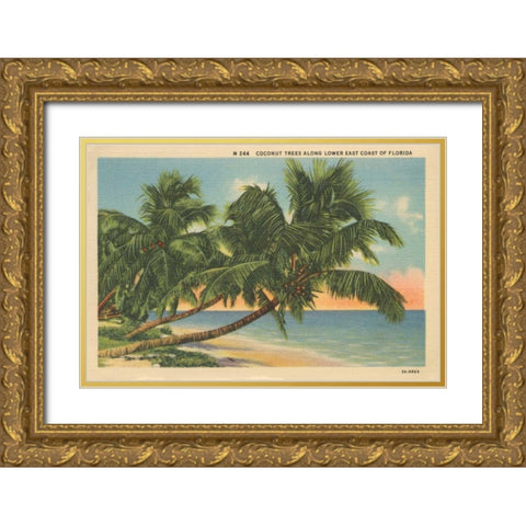 Florida Postcard III Gold Ornate Wood Framed Art Print with Double Matting by Wild Apple Portfolio