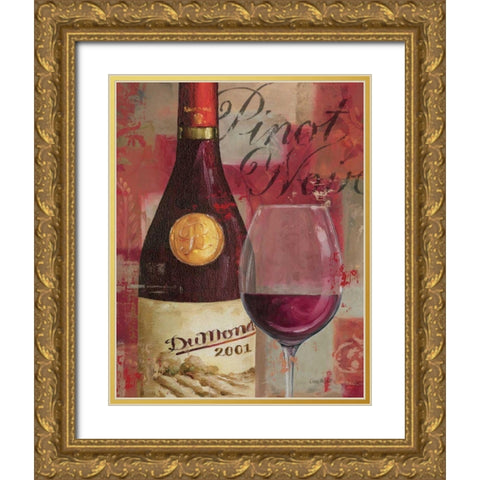 Vin Abstrait I Gold Ornate Wood Framed Art Print with Double Matting by Audit, Lisa