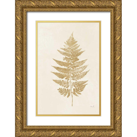 Fern Print I Gold No Shiplap Gold Ornate Wood Framed Art Print with Double Matting by Hershey, Moira