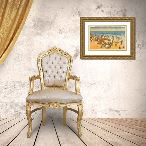 Beach Postcard IV Plain Border Gold Ornate Wood Framed Art Print with Double Matting by Wild Apple Portfolio