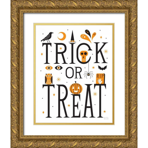 Trick or Treat I Bright White Gold Ornate Wood Framed Art Print with Double Matting by Mullan, Michael