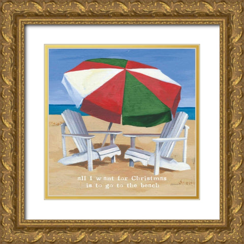 Christmas at the Beach III Gold Ornate Wood Framed Art Print with Double Matting by Lovell, Kathrine