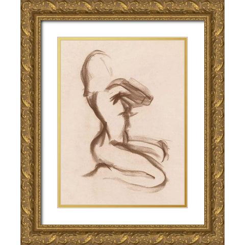 Figure Study III Gold Ornate Wood Framed Art Print with Double Matting by Wild Apple Portfolio