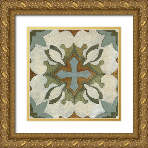 Old World Tile IX Gold Ornate Wood Framed Art Print with Double Matting by Vassileva, Silvia