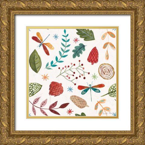 Whimsical Woodland Pattern IV Gold Ornate Wood Framed Art Print with Double Matting by Zaman, Farida