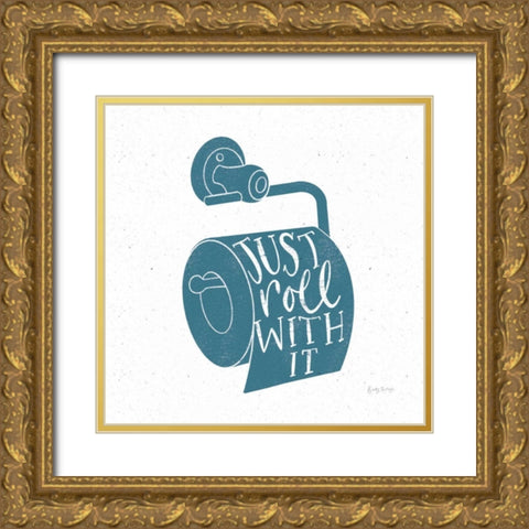 Turkish Tile Bathroom Puns VI Gold Ornate Wood Framed Art Print with Double Matting by Thorns, Becky