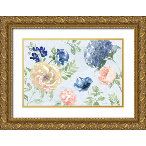 Coastline Botanical I Blue Gold Ornate Wood Framed Art Print with Double Matting by Grove, Beth