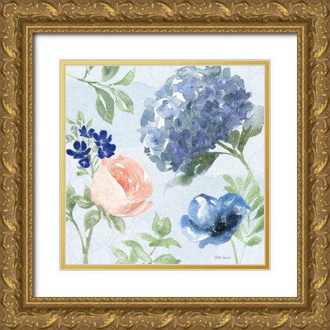 Coastline Botanical III Blue Gold Ornate Wood Framed Art Print with Double Matting by Grove, Beth