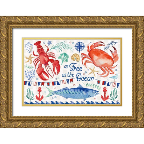 Maritime Delight I Gold Ornate Wood Framed Art Print with Double Matting by Zaman, Farida