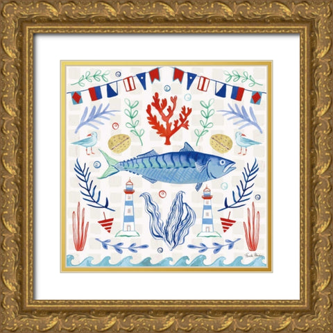 Maritime Delight IV Gold Ornate Wood Framed Art Print with Double Matting by Zaman, Farida
