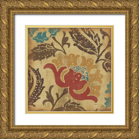 Estampes Floraux Gold Ornate Wood Framed Art Print with Double Matting by Pela