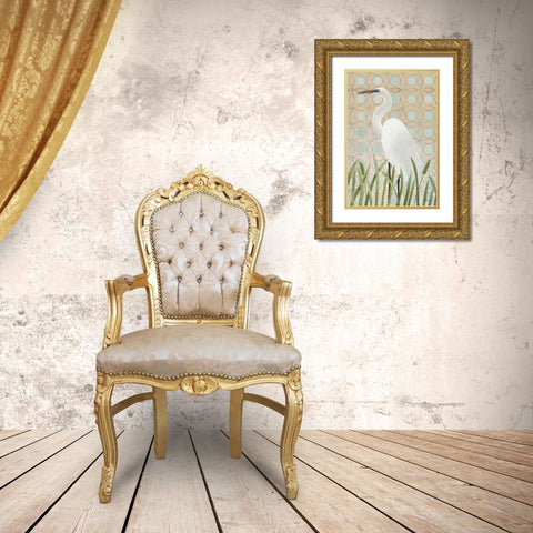 Free as a Bird Egret Gold Ornate Wood Framed Art Print with Double Matting by Lovell, Kathrine