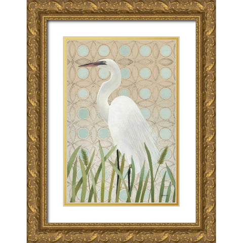 Free as a Bird Egret Gold Ornate Wood Framed Art Print with Double Matting by Lovell, Kathrine