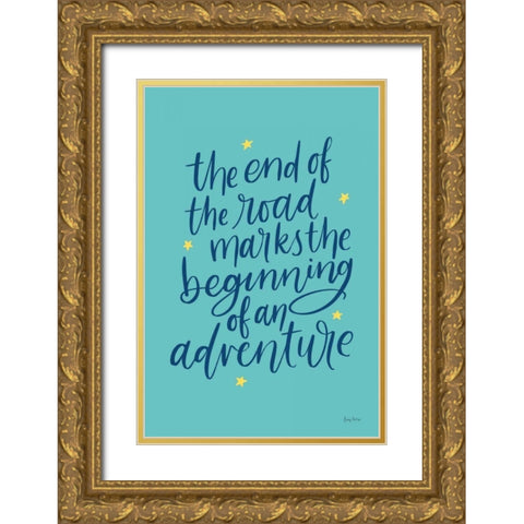 Graduation III Aqua Gold Ornate Wood Framed Art Print with Double Matting by Thorns, Becky