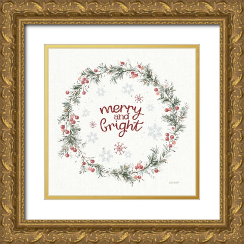 A Christmas Weekend Merry and Bright Gold Ornate Wood Framed Art Print with Double Matting by Audit, Lisa