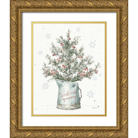 A Christmas Weekend II Greenery Gold Ornate Wood Framed Art Print with Double Matting by Audit, Lisa