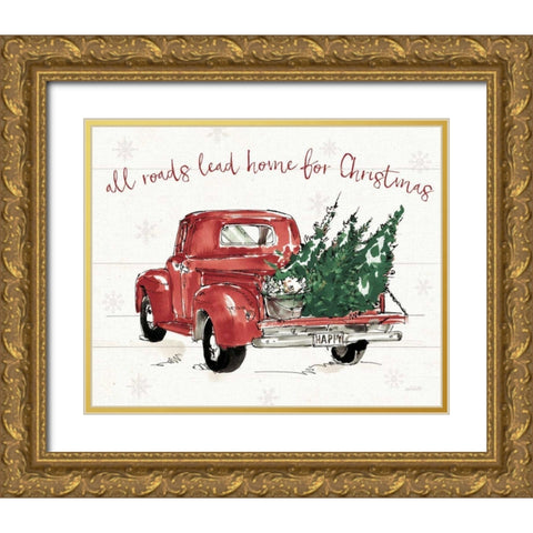 Modern Farmhouse IX Christmas Dark Gold Ornate Wood Framed Art Print with Double Matting by Tavoletti, Anne