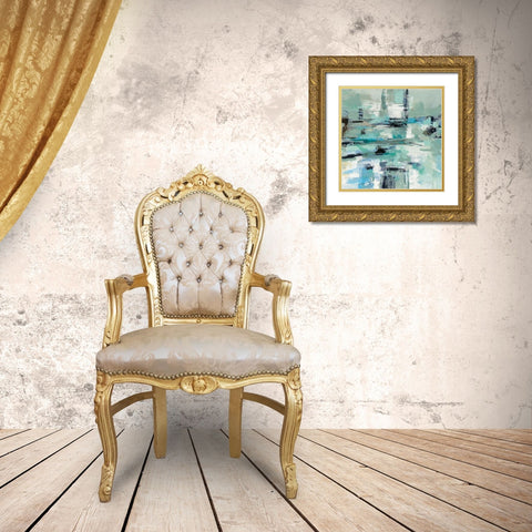 Sage Sea Foam Gold Ornate Wood Framed Art Print with Double Matting by Vassileva, Silvia