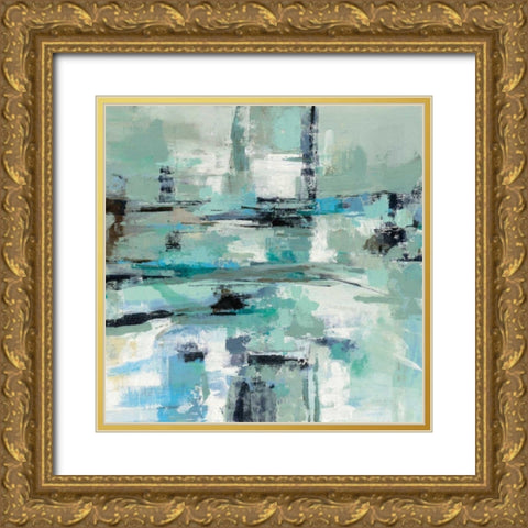 Sage Sea Foam Gold Ornate Wood Framed Art Print with Double Matting by Vassileva, Silvia