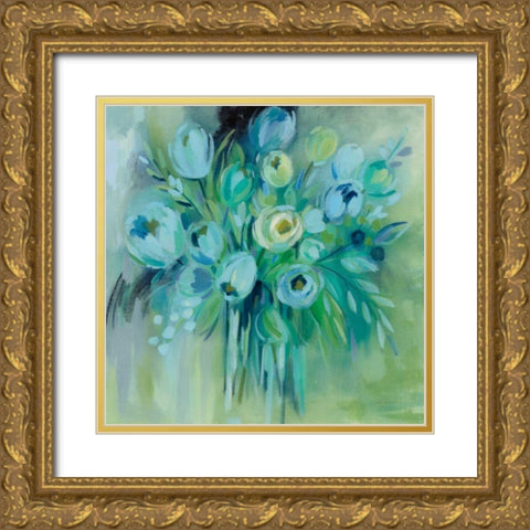 Aurora Borealis Florals Gold Ornate Wood Framed Art Print with Double Matting by Vassileva, Silvia