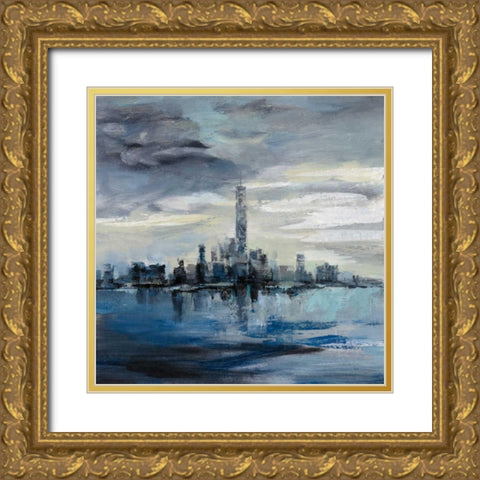 Manhattan Winter Gold Ornate Wood Framed Art Print with Double Matting by Vassileva, Silvia