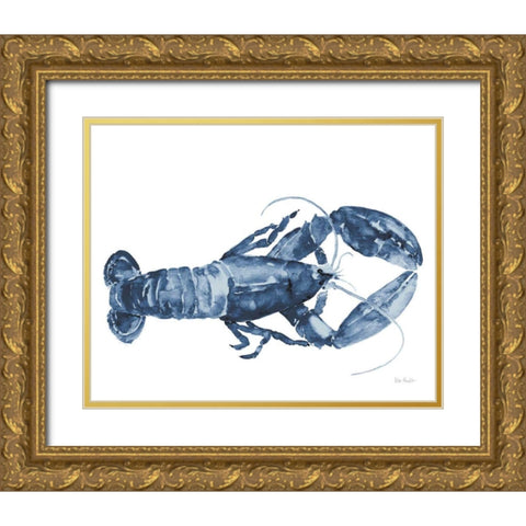 Beach House Kitchen Blue Lobster White Gold Ornate Wood Framed Art Print with Double Matting by Audit, Lisa