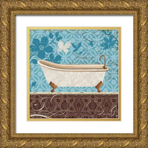 Eco Motif Bath I Gold Ornate Wood Framed Art Print with Double Matting by Audit, Lisa