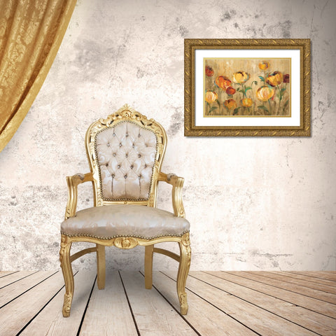 Joyful Ranunculi Gold Ornate Wood Framed Art Print with Double Matting by Vassileva, Silvia