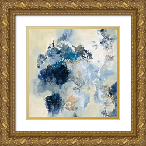 Indigo Monotype Gold Ornate Wood Framed Art Print with Double Matting by Vassileva, Silvia