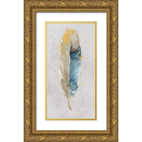Indigold XXI on Gray Panel Gold Ornate Wood Framed Art Print with Double Matting by Audit, Lisa