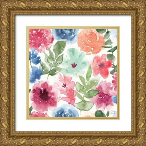 Bohemian Vibes Pattern IA Gold Ornate Wood Framed Art Print with Double Matting by June, Dina