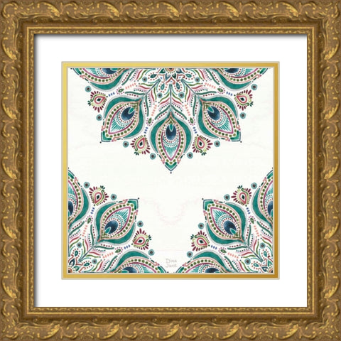 Bohemian Vibes Pattern VIIA Gold Ornate Wood Framed Art Print with Double Matting by June, Dina