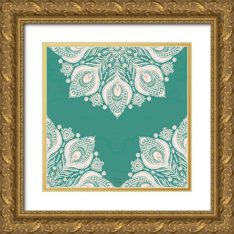 Bohemian Vibes Pattern VIIG Gold Ornate Wood Framed Art Print with Double Matting by June, Dina